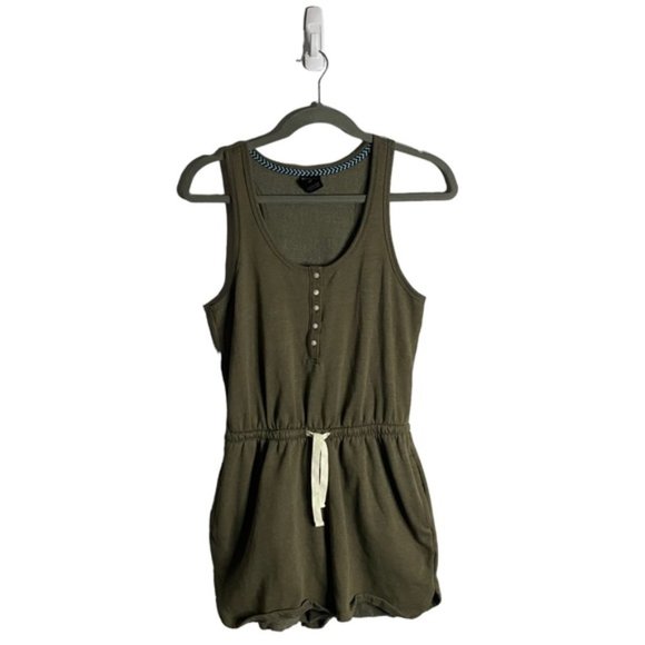 Far West Women's Green Sleeveless Button-Down Romper - Picture 1 of 9
